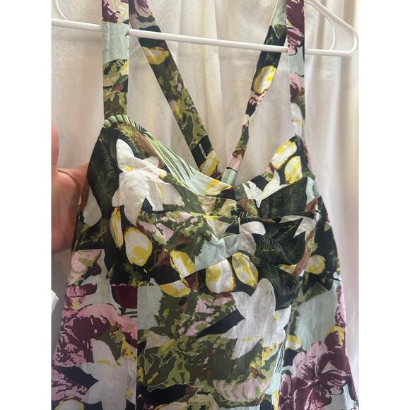 Cabi Floral Tank Top Womens Size 12 Criss Cross Back - Picture 2 of 8